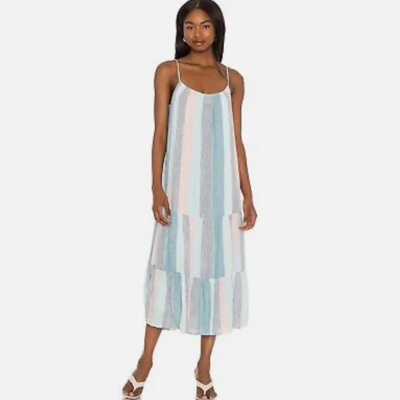 NWOT  RAILS Adora Sleeveless Linen Blend Midi Dress in Highland Stripe - Picture 5 of 12